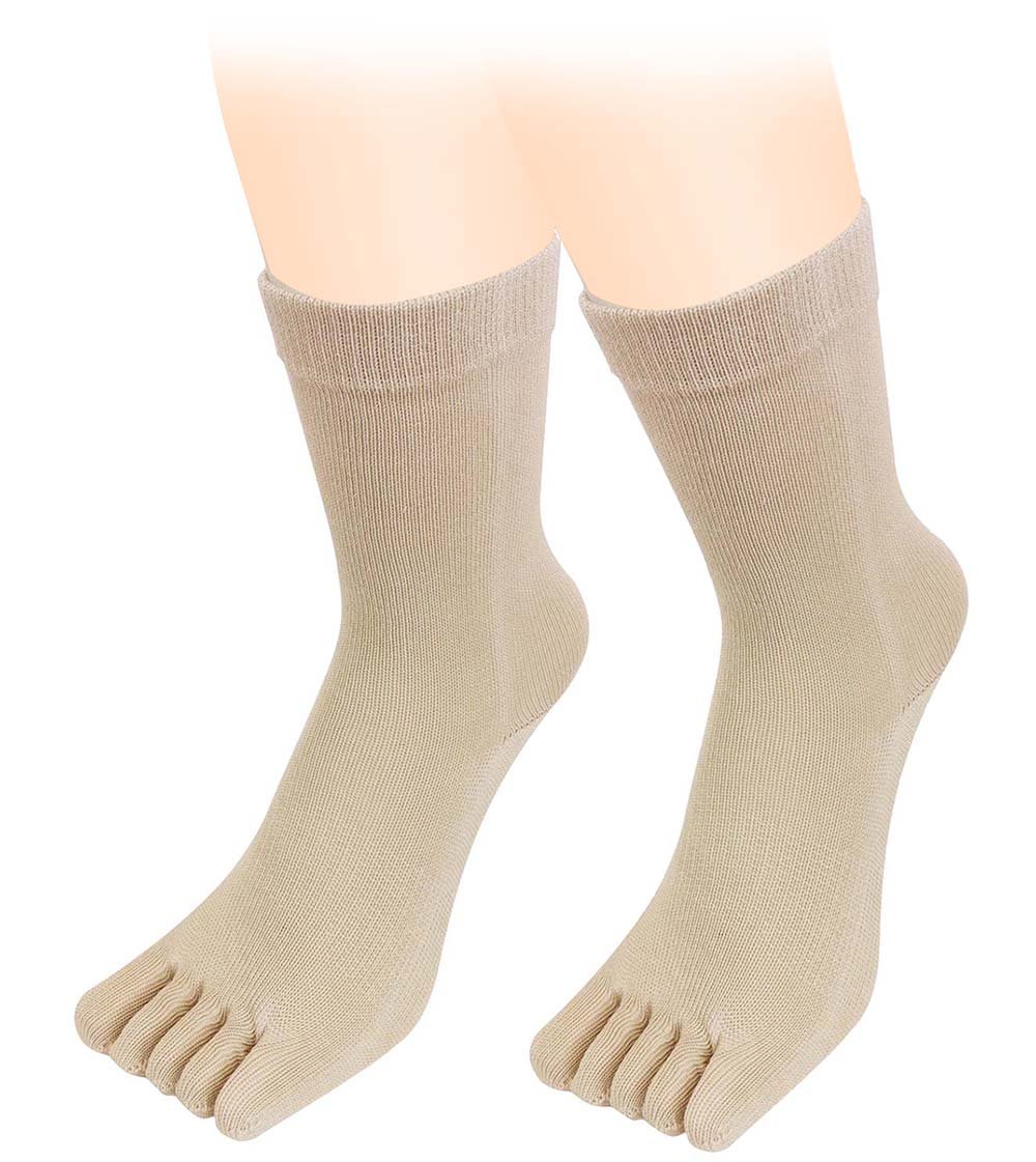 日本制造 奈良袜子 女士真丝 5指袜 米色 适合尺寸:22~24cm s-90